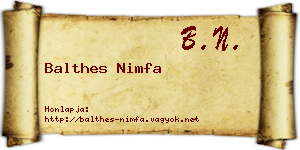 Balthes Nimfa névjegykártya